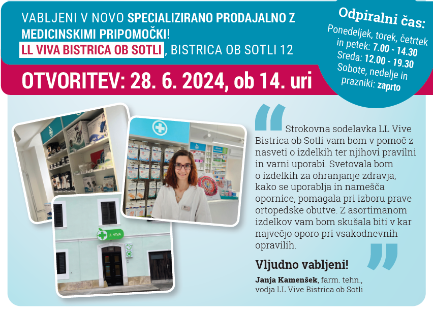 Otvoritev specializirane prodajalne z medicinskimi pripomočki